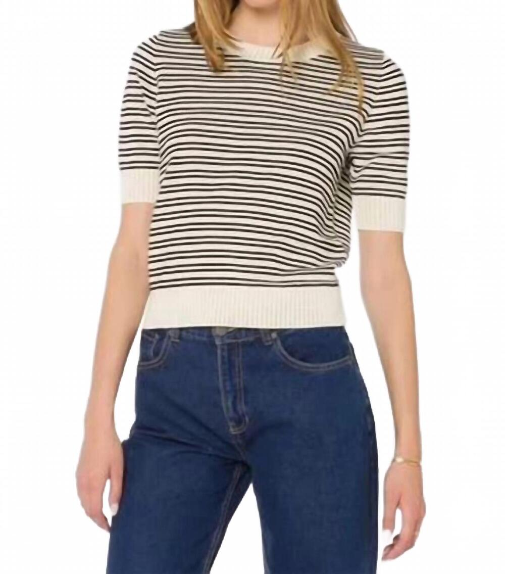 NEW VELVET HEART norine stripe sweater in black